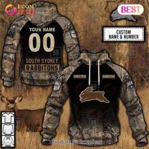 Personalized NRL South Sydney Rabbitohs Camouflage 3D Hoodie