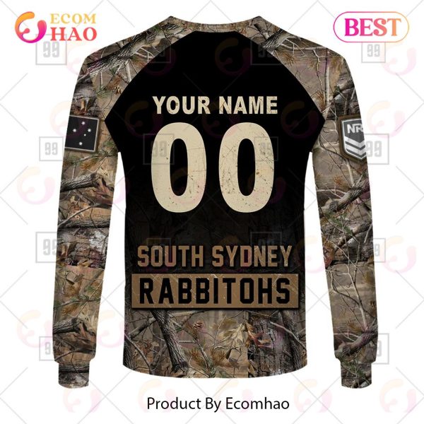 Personalized NRL South Sydney Rabbitohs Camouflage 3D Hoodie