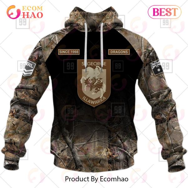 Personalized NRL St. George Illawarra Dragons Camouflage 3D Hoodie