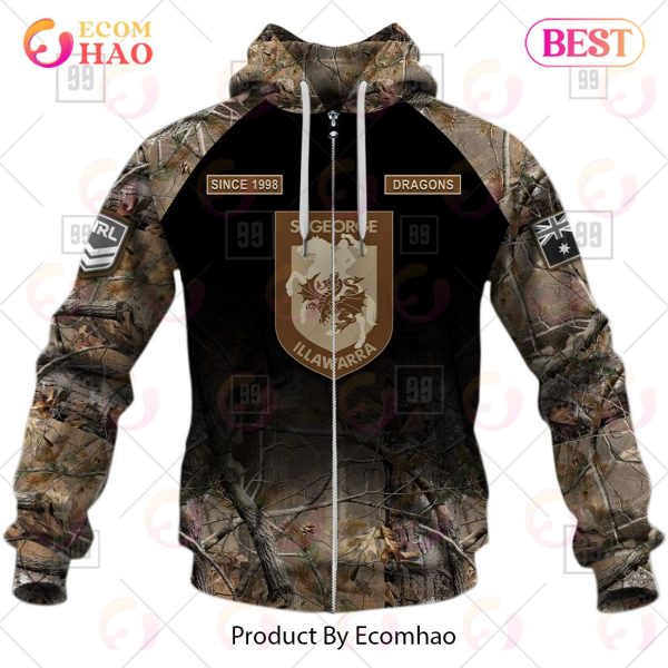 Personalized NRL St. George Illawarra Dragons Camouflage 3D Hoodie