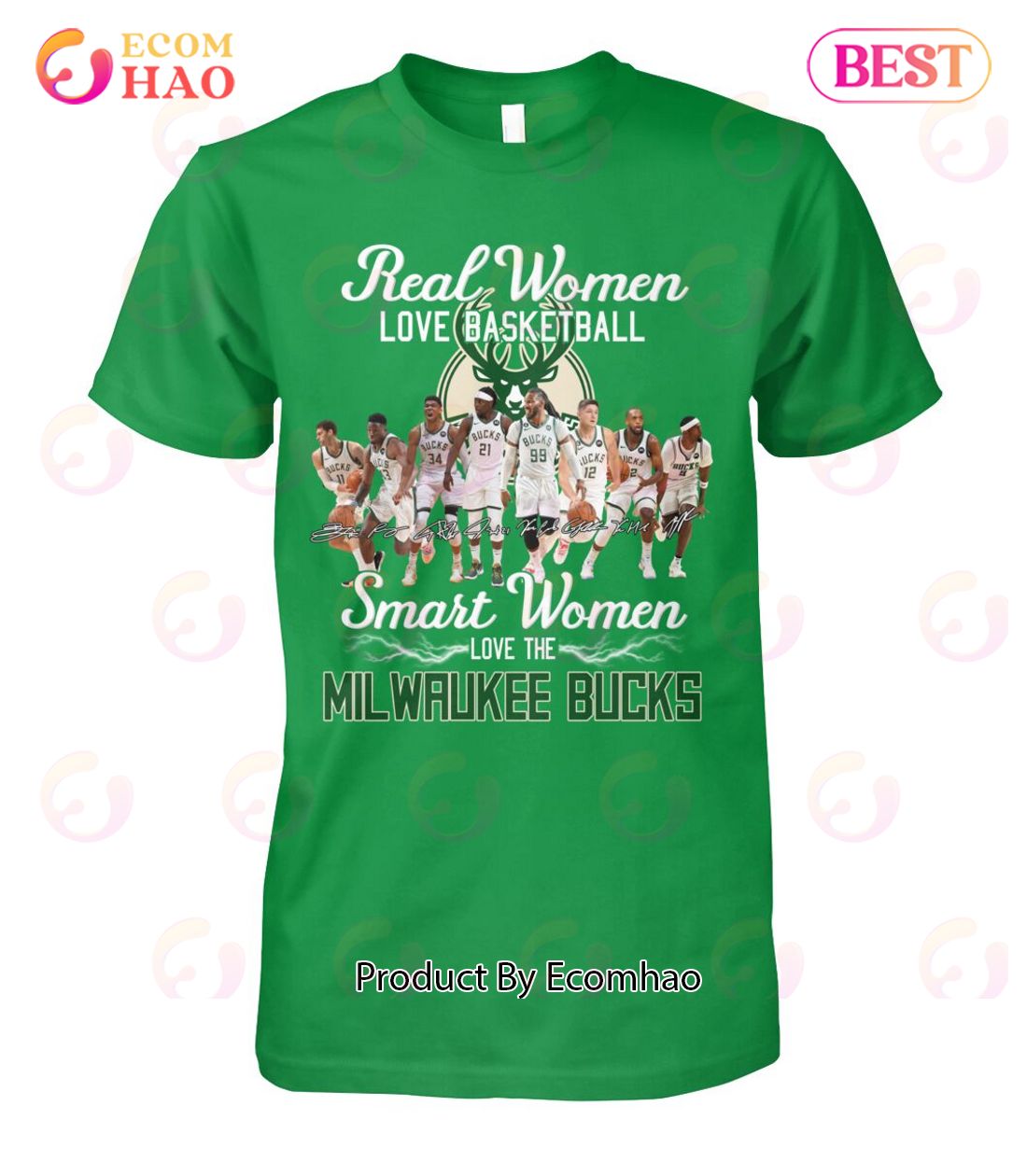 Real Women Love Basketball Smart Women Love The Milwaukee Bucks T-Shirt