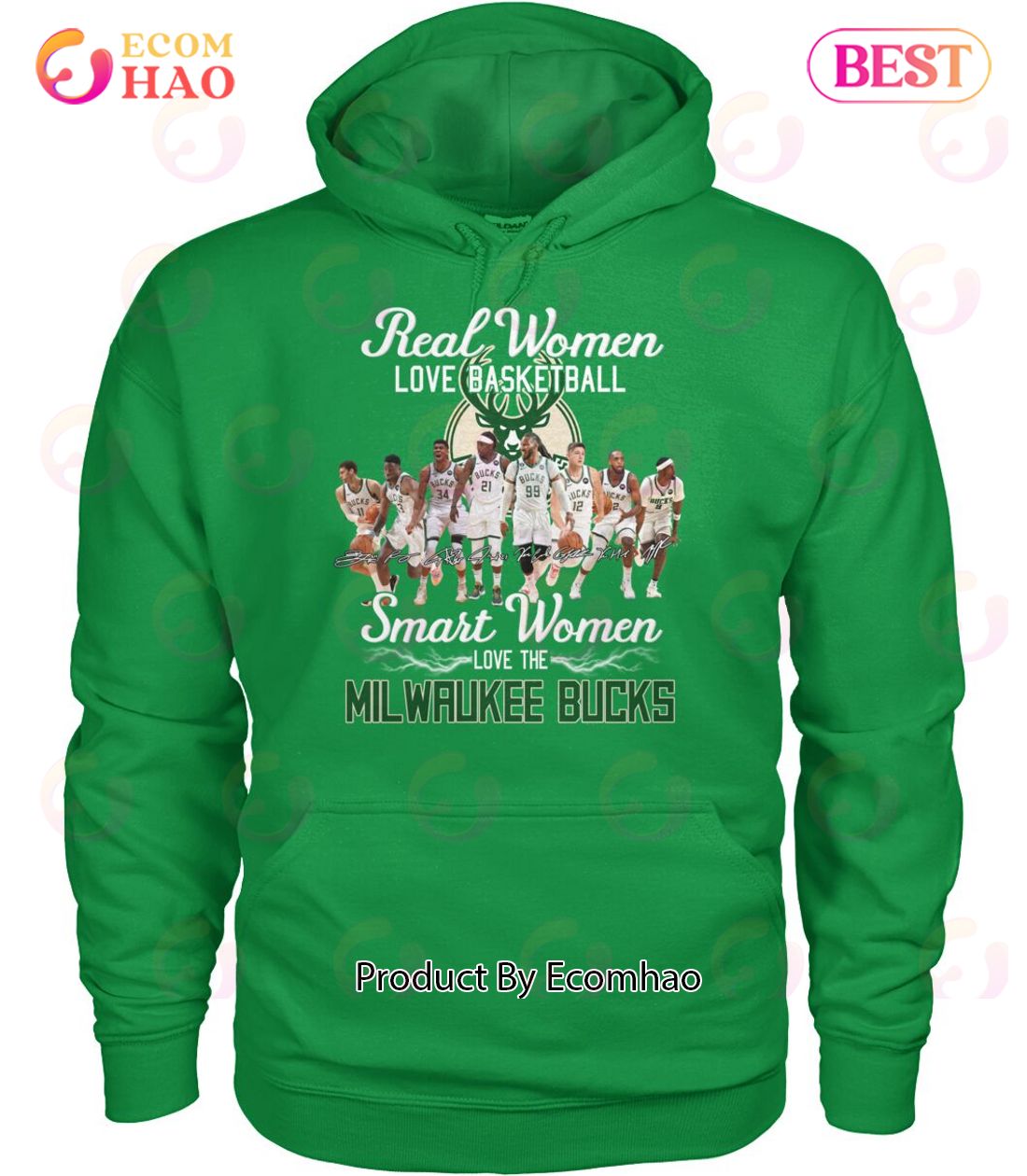 Real Women Love Basketball Smart Women Love The Milwaukee Bucks T-Shirt