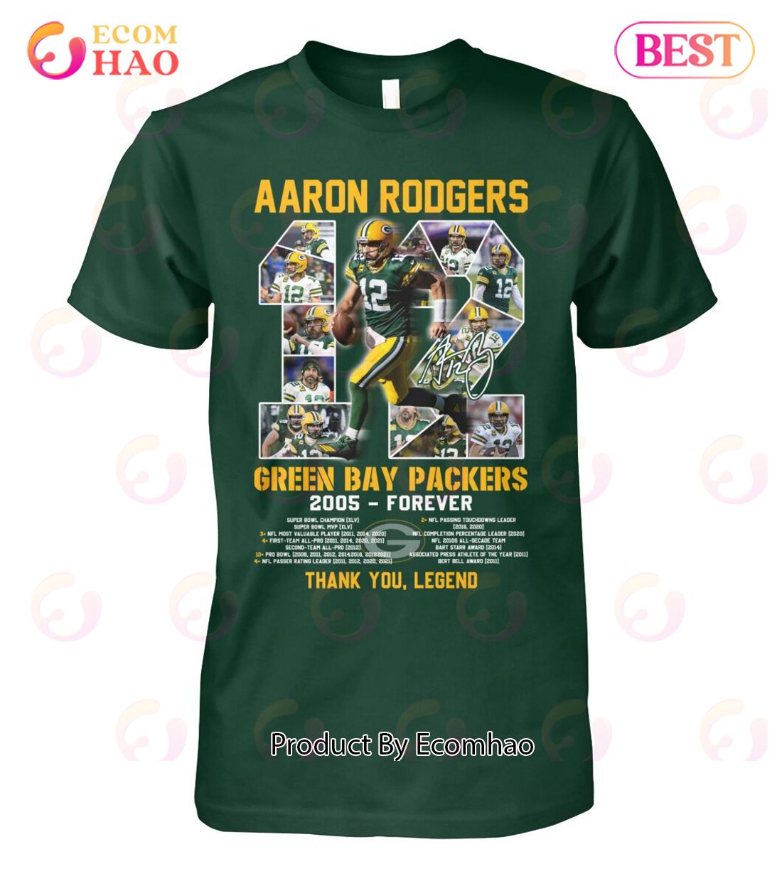 Aaron Rodgers 12 Green Bay Packers 2005 – Forever Thank You Legend T-Shirt