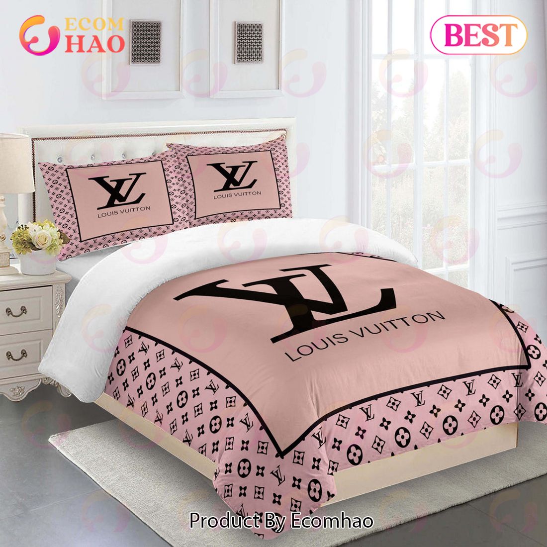 Louis Vuitton Comforter Set Pink And Black Duvet Cover Bedding Sets