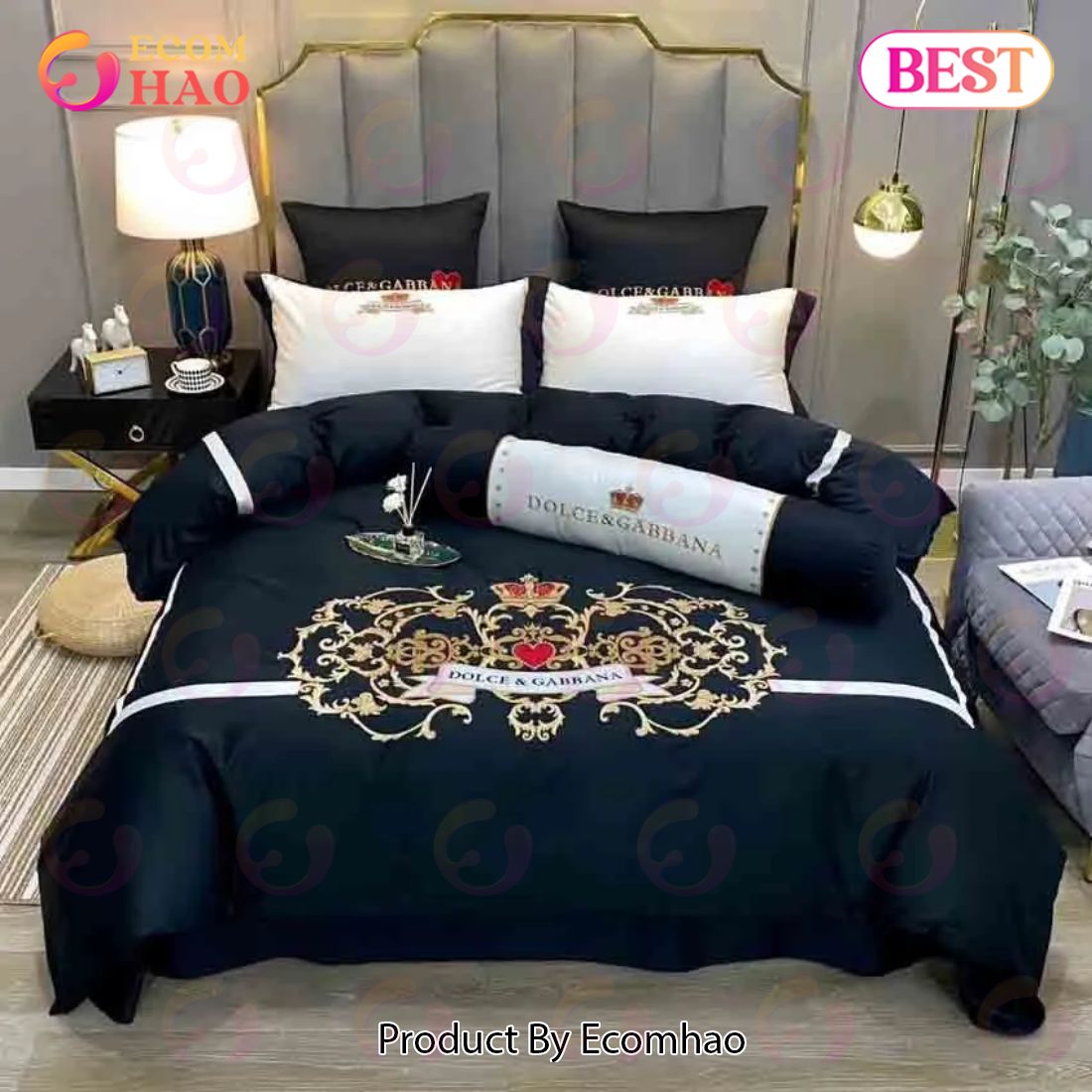Black Dolce Gabbana Luxury Brand Bed Sets Bedroom Sets Comforter Sets Duvet Cover Bedspread For Home Decor Trending 2023 For Home