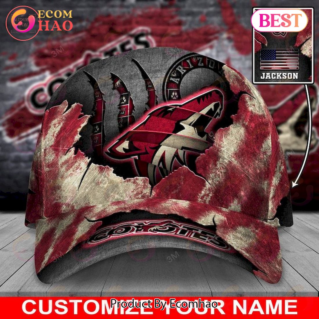 Custom Name NHL Arizona Coyotes Skull Cap