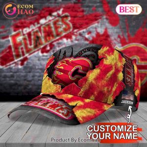 Custom Name NHL Calgary Flames Skull Cap