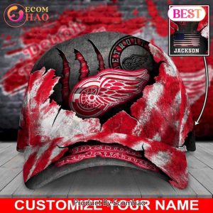 Custom Name NHL Detroit Red Wings Skull Cap
