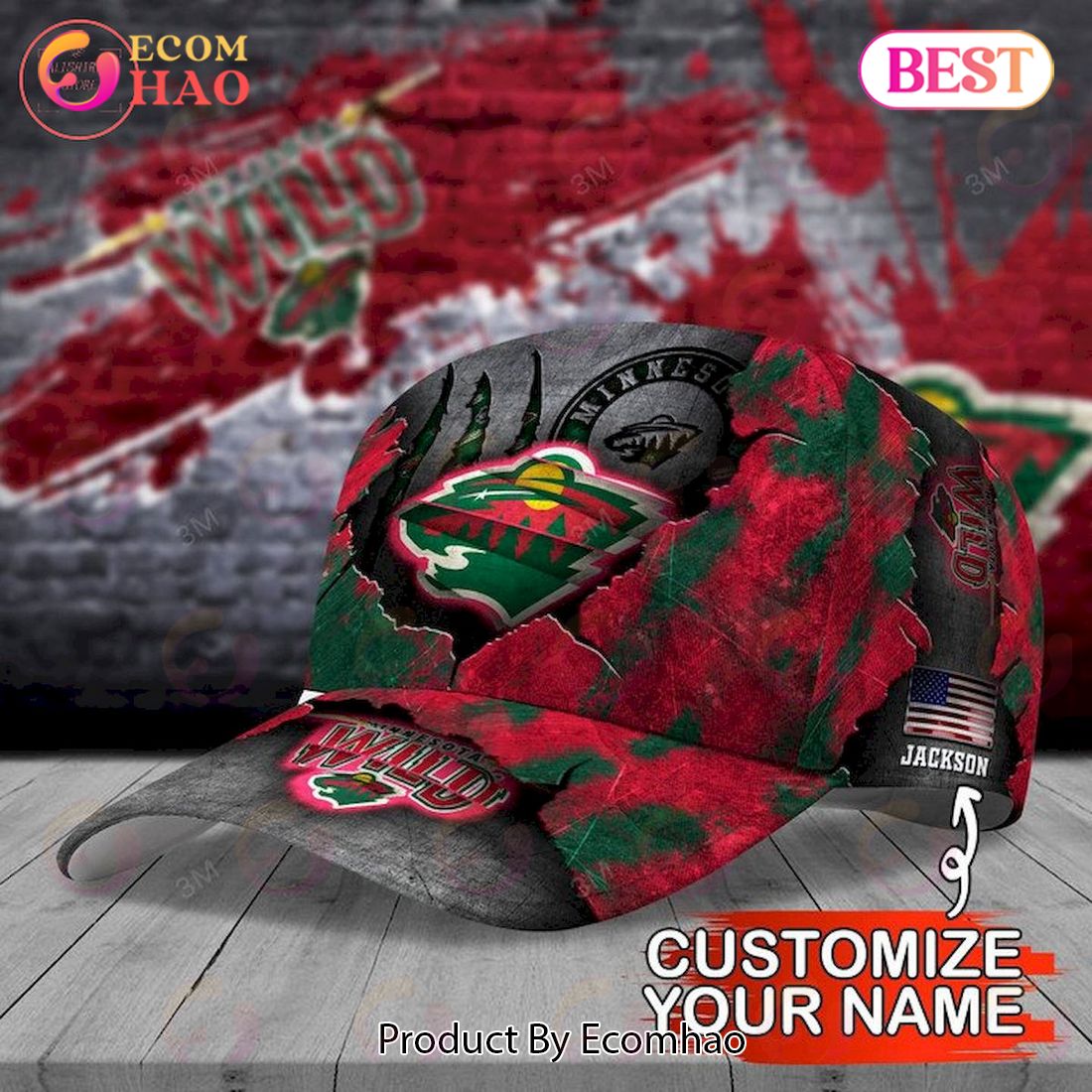 Custom Name NHL Minnesota Wild Skull Cap