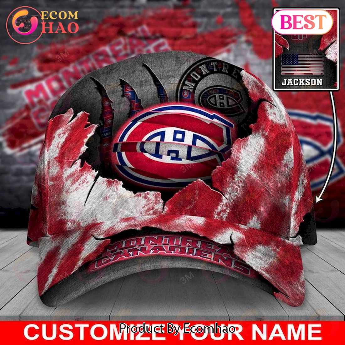 Custom Name NHL Montreal Canadiens Skull Cap