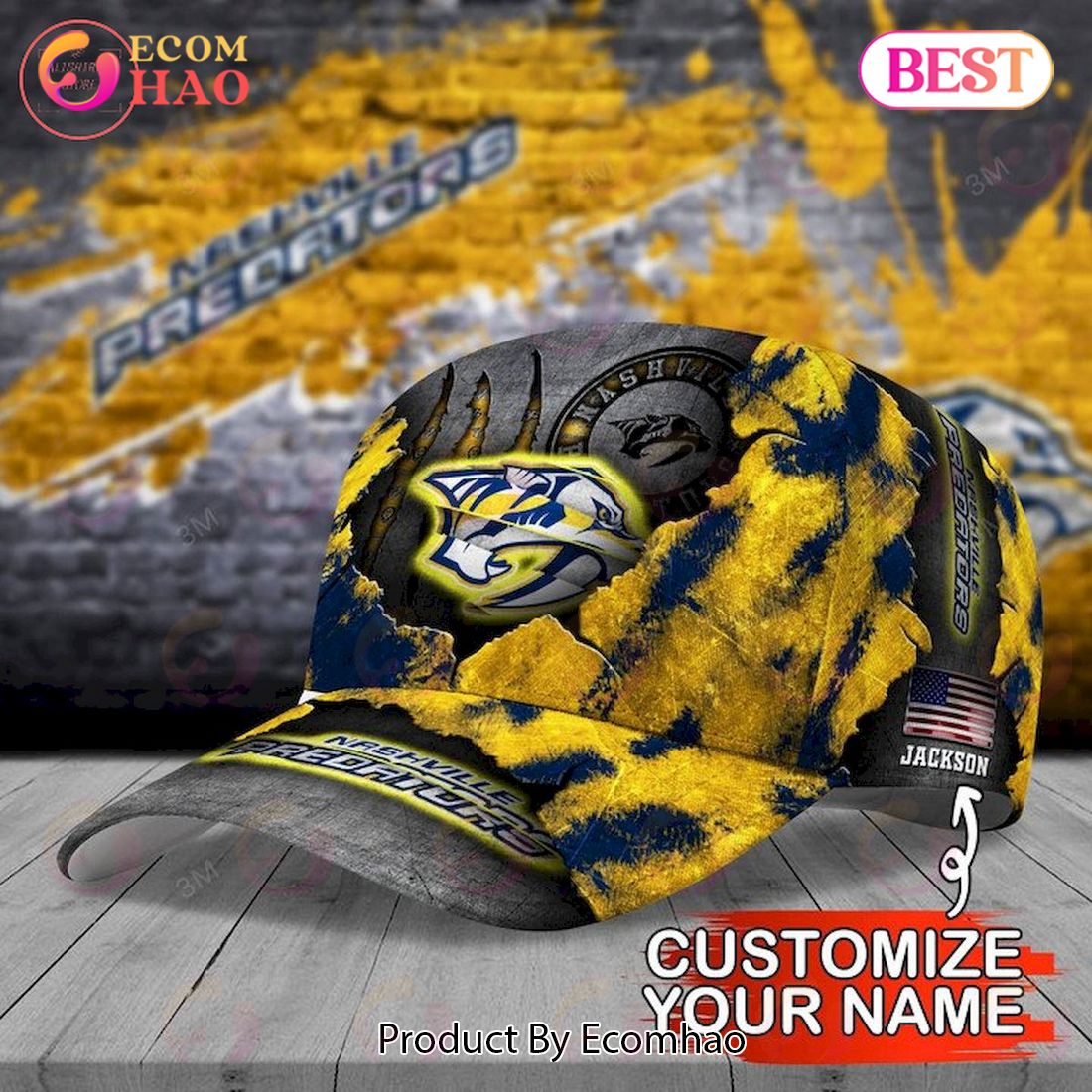 Custom Name NHL Nashville Predators Skull Cap