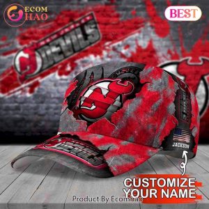 Custom Name NHL New Jersey Devils Skull Cap