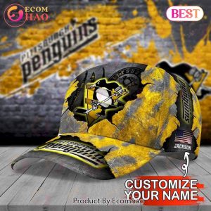 Custom Name NHL Pittsburgh Penguins Skull Cap