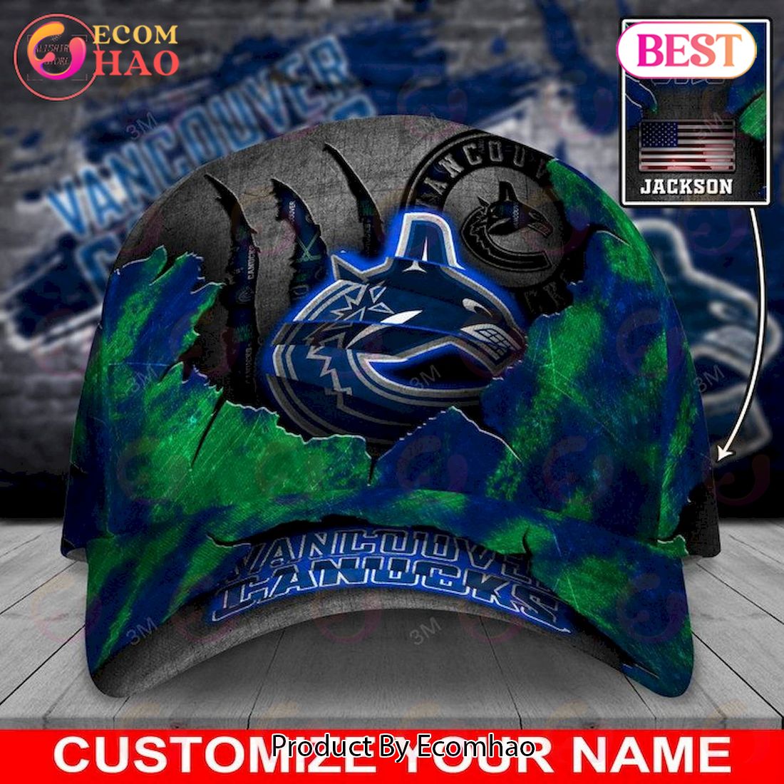 Custom Name NHL Vancouver Canucks Skull Cap