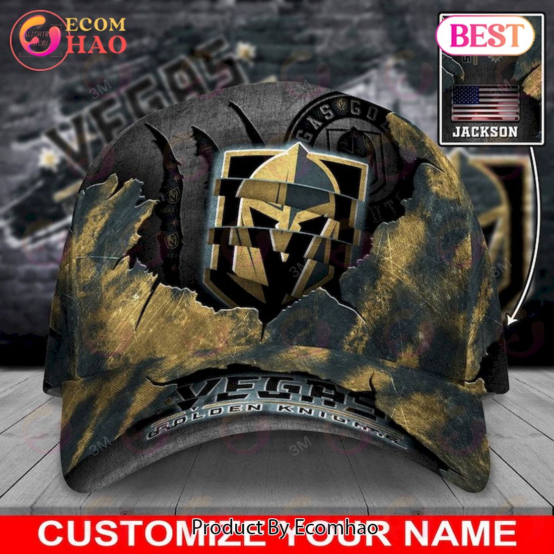 NHL Vegas Golden Knights 3D Personalized Custom Skull Cap - LIMITED EDITION