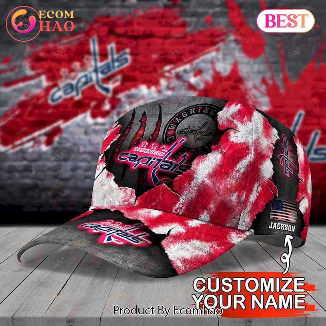 Custom Name NHL Washington Capitals Skull Cap