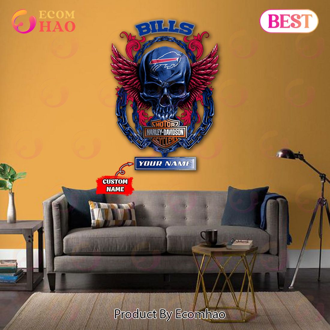 NFL Buffalo Bills – Personalized Skull Metal Sign