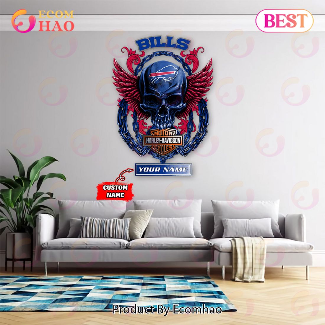 NFL Buffalo Bills – Personalized Skull Metal Sign