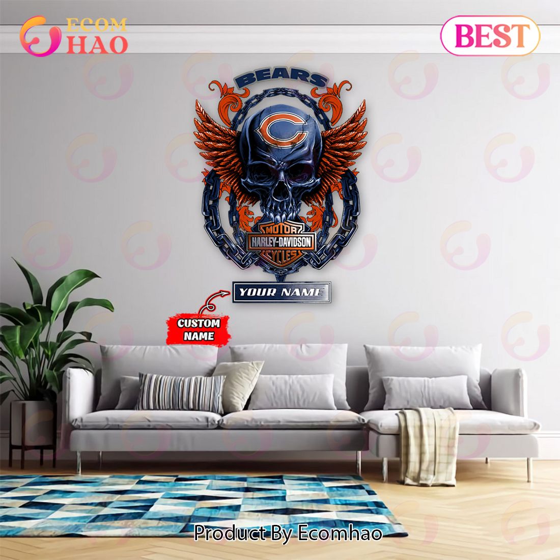 NFL Chicago Bears – Personalized Skull Metal Sign