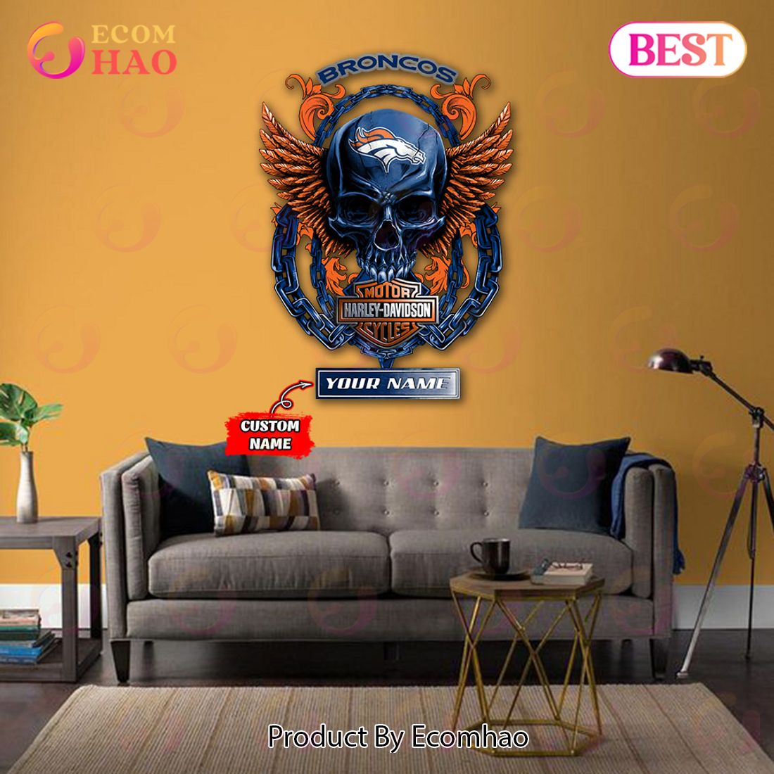 NFL Denver Broncos – Personalized Skull Metal Sign