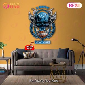 NFL Detroit Lions – Personalized Skull Metal Sign