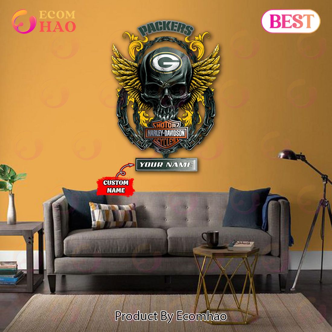 NFL Green Bay Packers – Personalized Skull Metal Sign