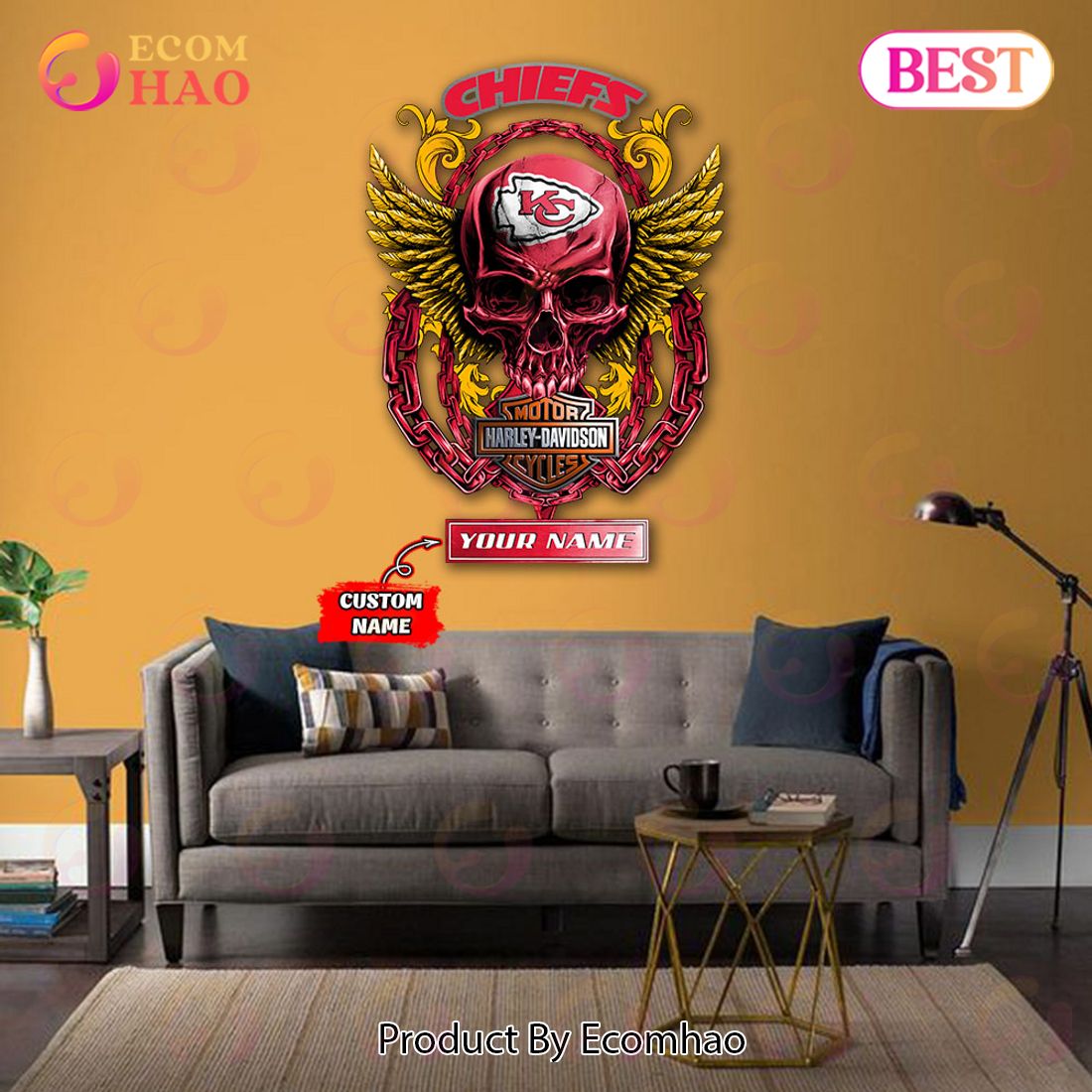 NFL Kansas City Chiefs – Personalized Skull Metal Sign