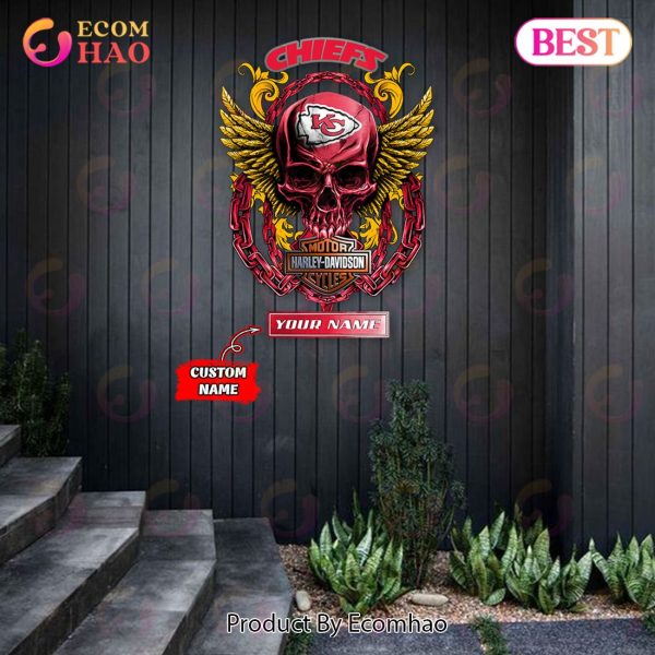 NFL Kansas City Chiefs – Personalized Skull Metal Sign