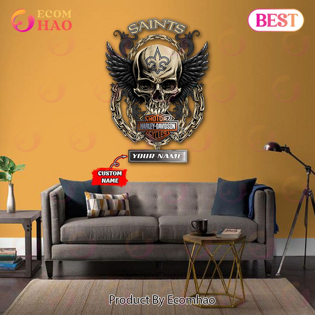 NFL New Orleans Saints – Personalized Skull Metal Sign