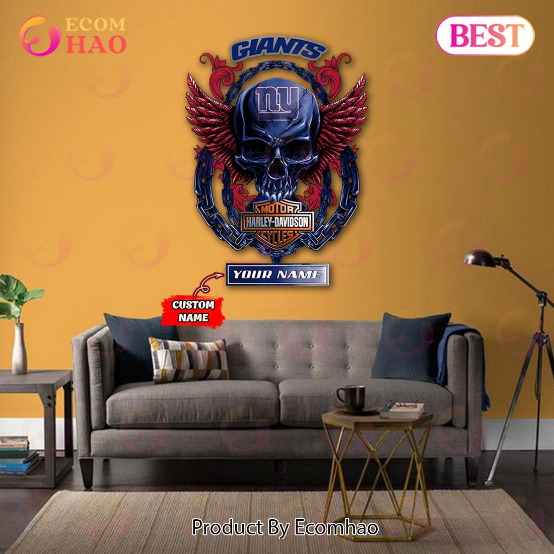 NFL New York Giants – Personalized Skull Metal Sign