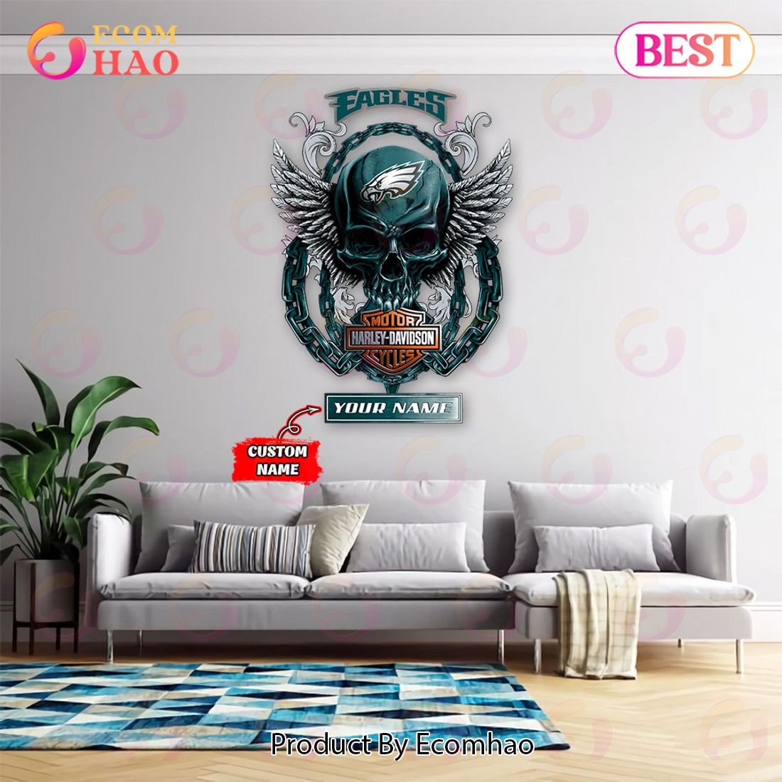 NFL Philadelphia Eagles – Personalized Skull Metal Sign