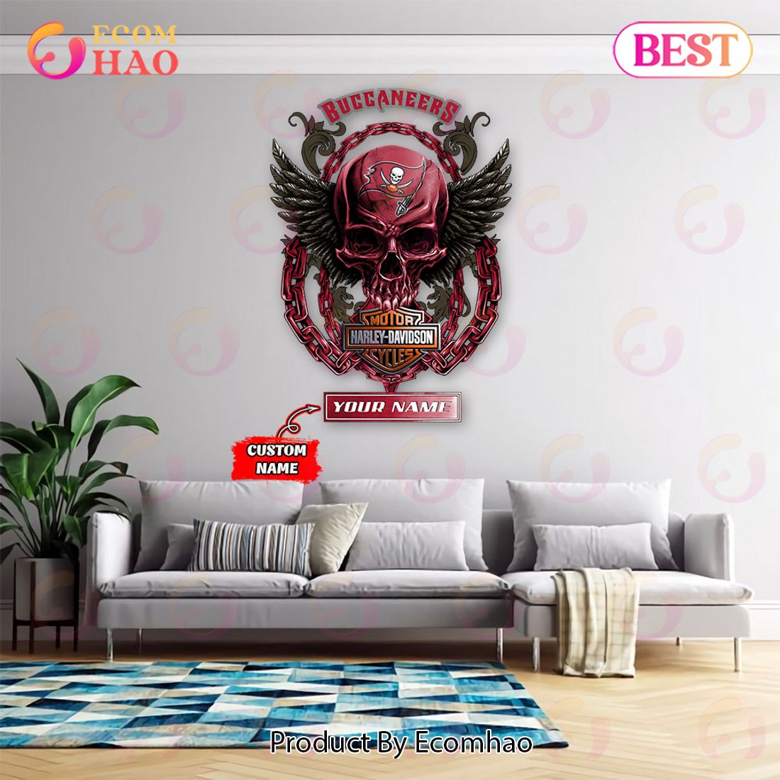 NFL Tampa Bay Buccaneers – Personalized Skull Metal Sign