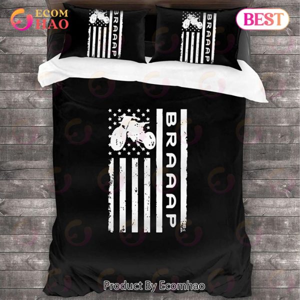 Braaap Motocross Dirt Bike American Flag Included Bedding Sets Bedclothes Bedspread Bedroom Ideas Home Decor Duvet Blankets Sheets Bed Linen Covers