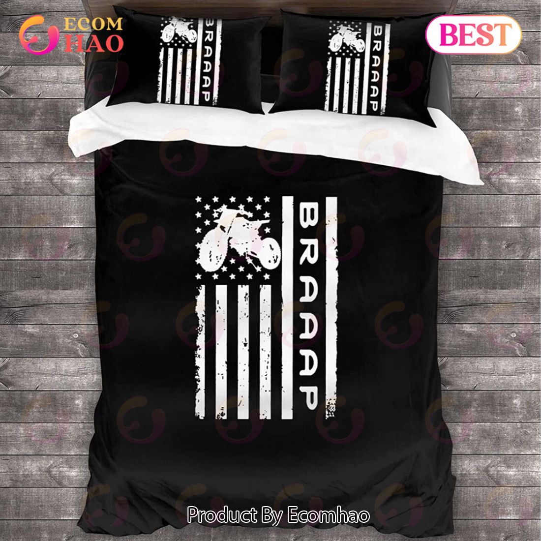 Braaap Motocross Dirt Bike American Flag Included Bedding Sets Bedclothes Bedspread Bedroom Ideas Home Decor Duvet Blankets Sheets Bed Linen Covers