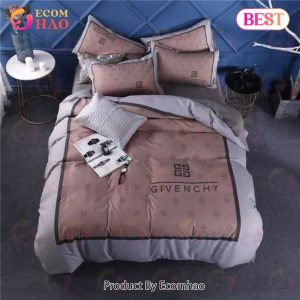 Brown Grey Givenchy Logo Luxury Brand High End Premium Bedding Set For Bedroom Luxury Bedspread Duvet Cover Set With Pillowcases Home Decoration