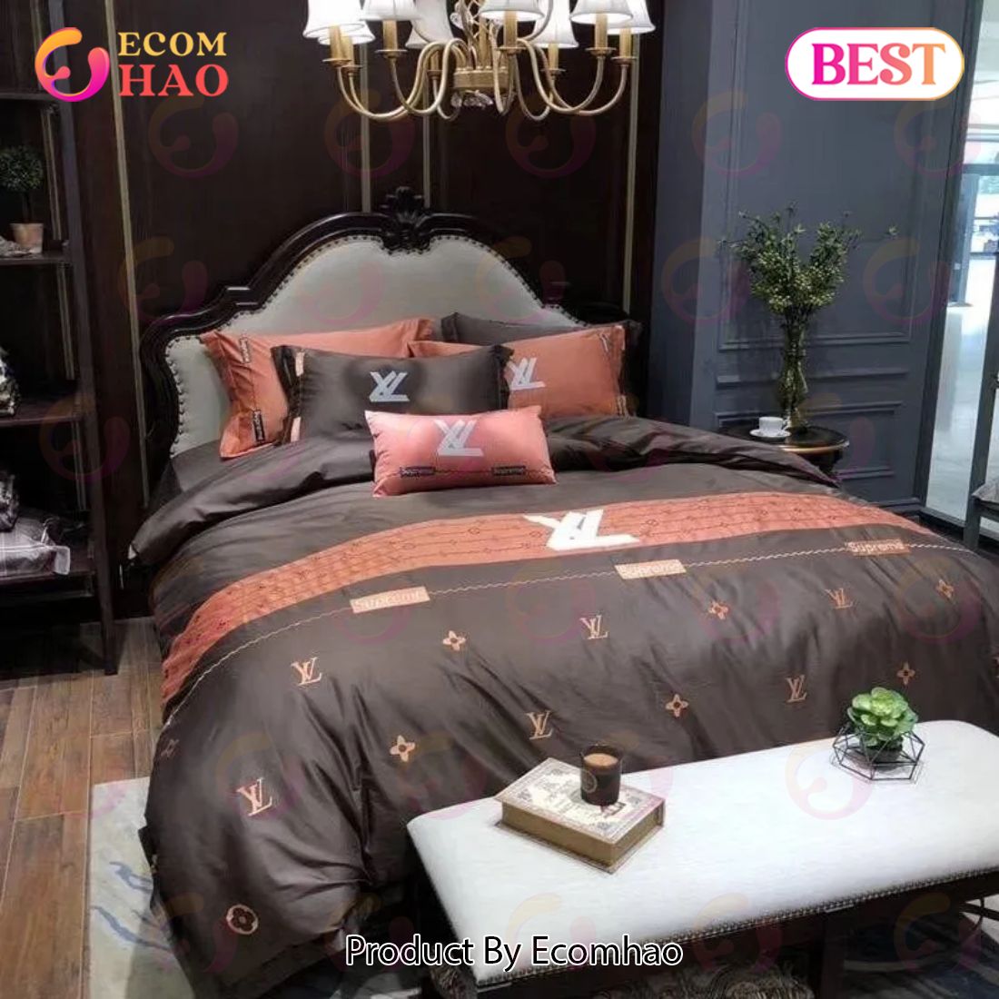 Brown Louis Vuitton Bedding Sets Luxury Brand Bed Sets Bedroom Sets Comforter Sets Duvet Cover Bedspread For Home Decor Trending 2023 For Home
