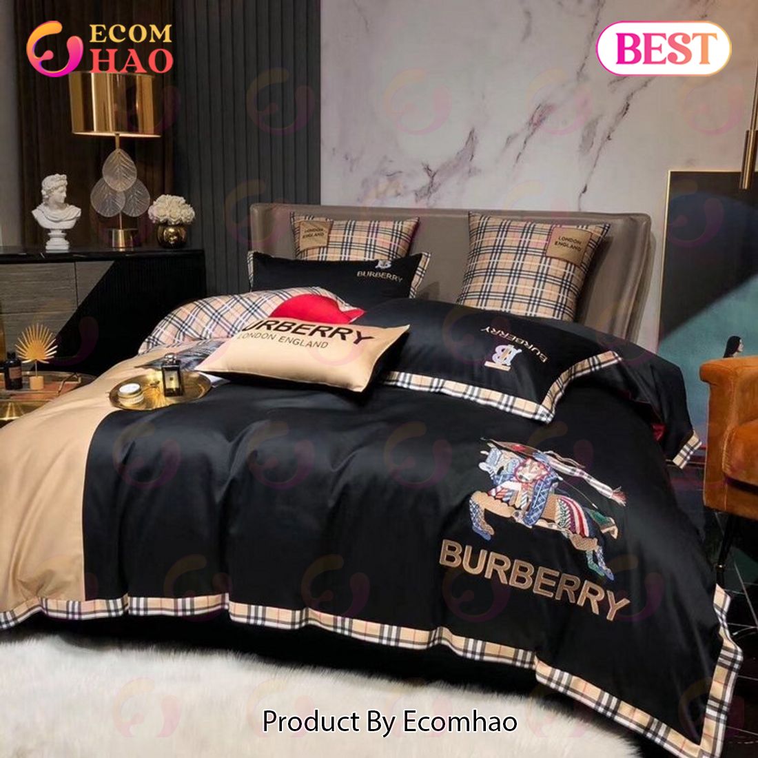 Burberry Black Luxury Fashion Brand Bedding Sets