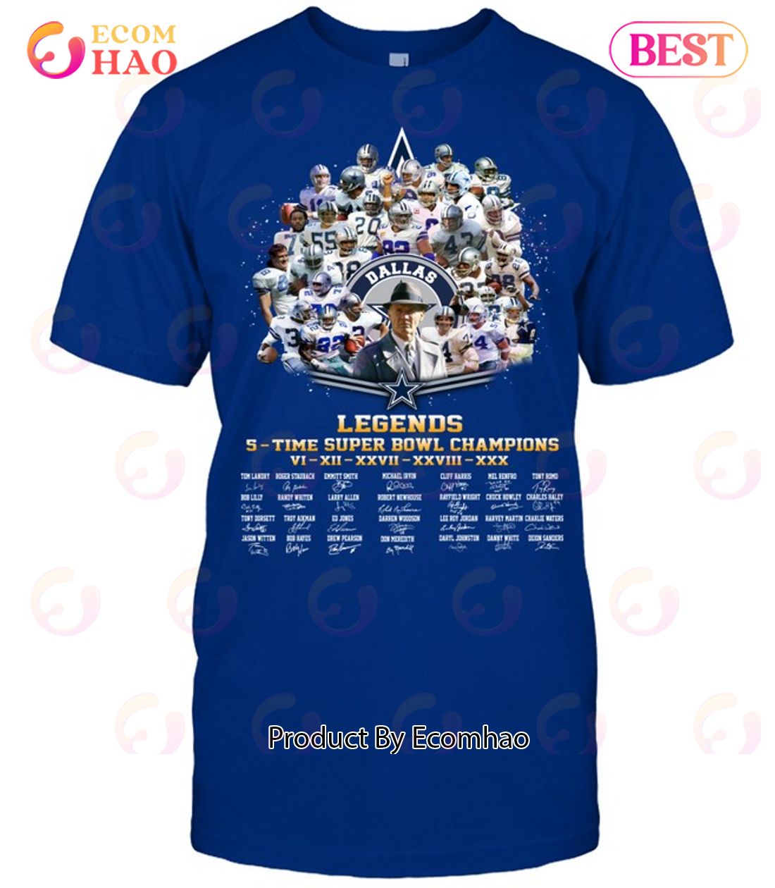 Dallas Cowboys Legends 5 – Time Super Bowl Champions T-Shirt