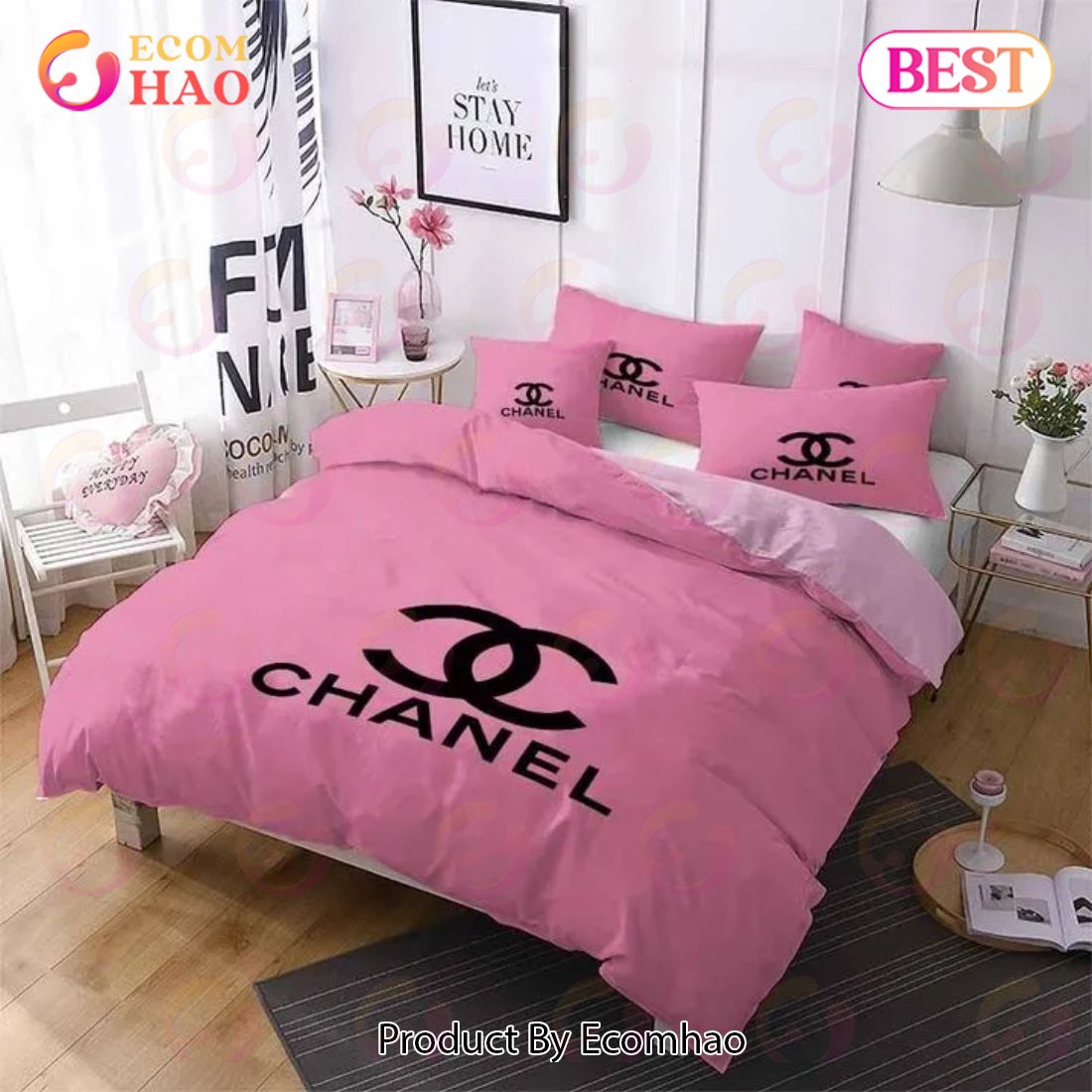 Chanel Light Pink Printed Bedding Sets Quilt Sets Duvet Cover Luxury Brand  Bedding Decor Bedroom Sets Best Luxury Bed Sets Gift Thankgivings And  Christmas - Ecomhao Store