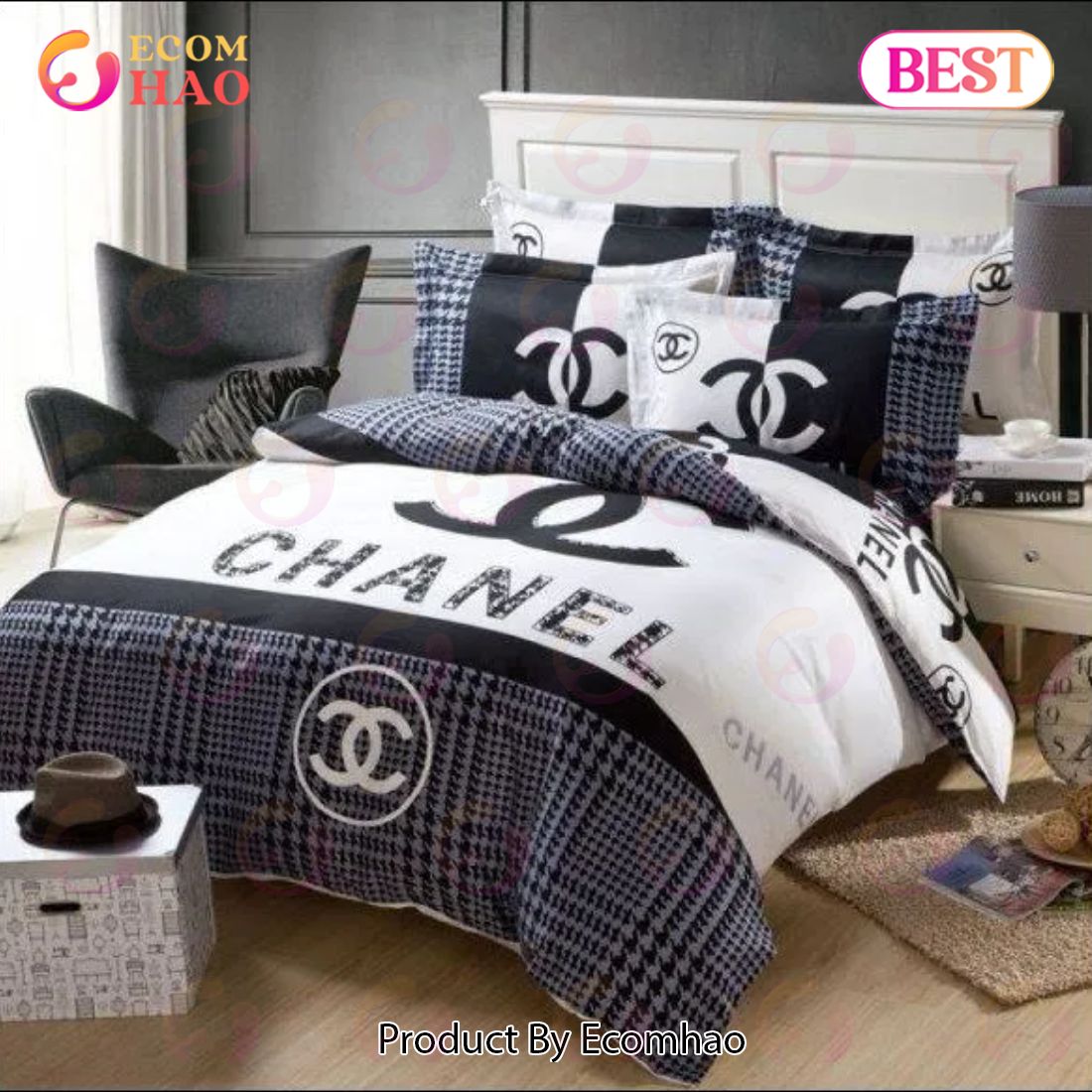 Chanel Luxury Brand Bedding Sets Bedspread Duvet Cover Set Bedroom Decor Thanksgiving Decorations For Home Best Luxury Bed Sets Gift Thankgivings And Christmas