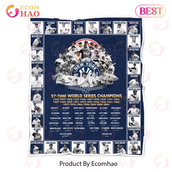 MLB New York Yankees 27-Time World Series Champions Quilt, Fleece Blanket, Sherpa Fleece Blanket