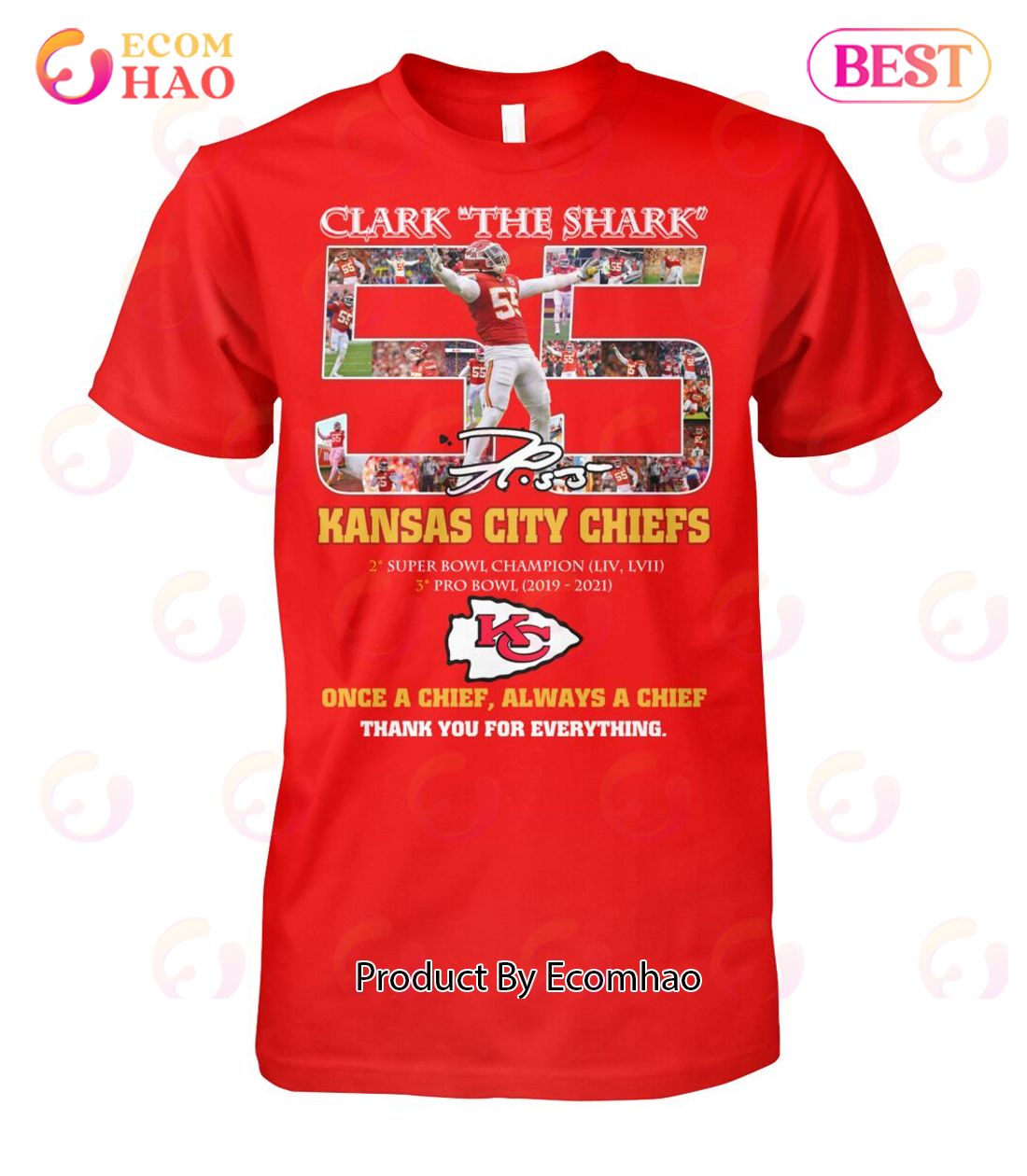 Clark The Shark Kansas City Chiefs Once A Chief Always A Chief Thank You For Everything T-Shirt