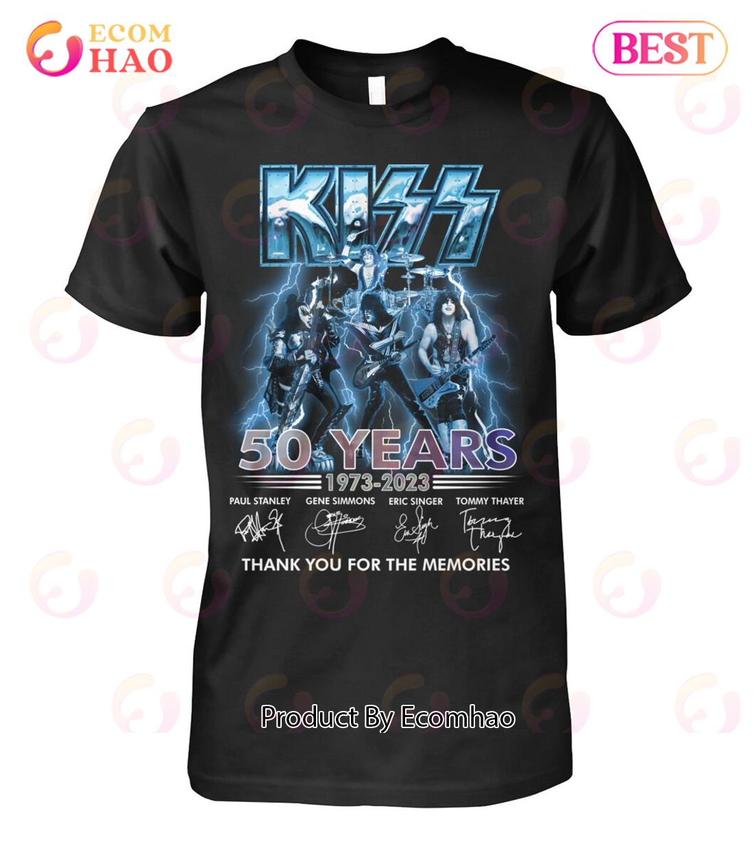 New Design Kiss 50 Years Of 1973 – 2023 Thank You For The Memories T-Shirt