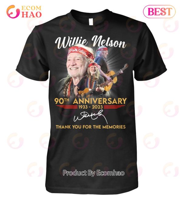 Willie Nelson 90th Anniversary 1933 – 2023 Thank You For The Memories T-Shirt