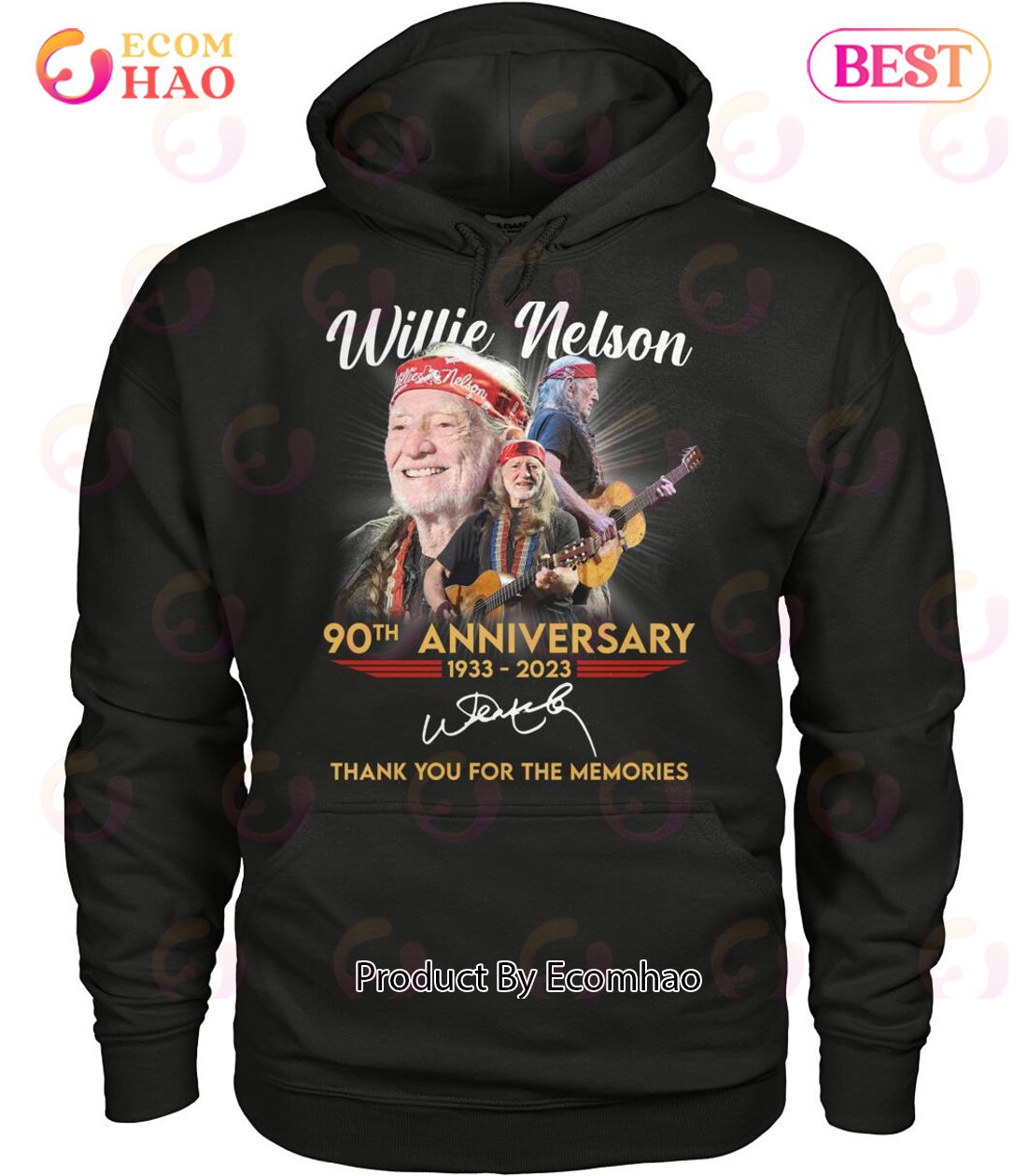 Willie Nelson 90th Anniversary 1933 – 2023 Thank You For The Memories T-Shirt