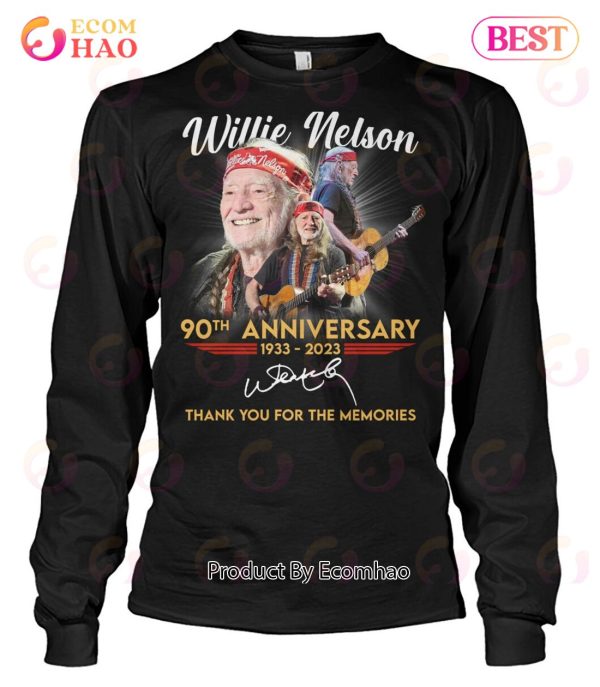 Willie Nelson 90th Anniversary 1933 – 2023 Thank You For The Memories T-Shirt