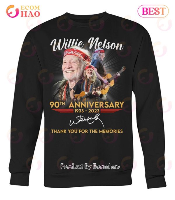 Willie Nelson 90th Anniversary 1933 – 2023 Thank You For The Memories T-Shirt