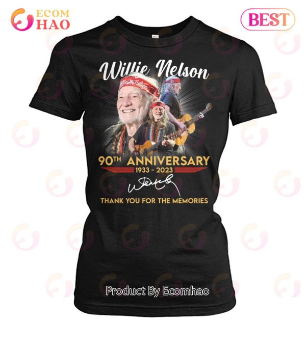 Willie Nelson 90th Anniversary 1933 – 2023 Thank You For The Memories T-Shirt