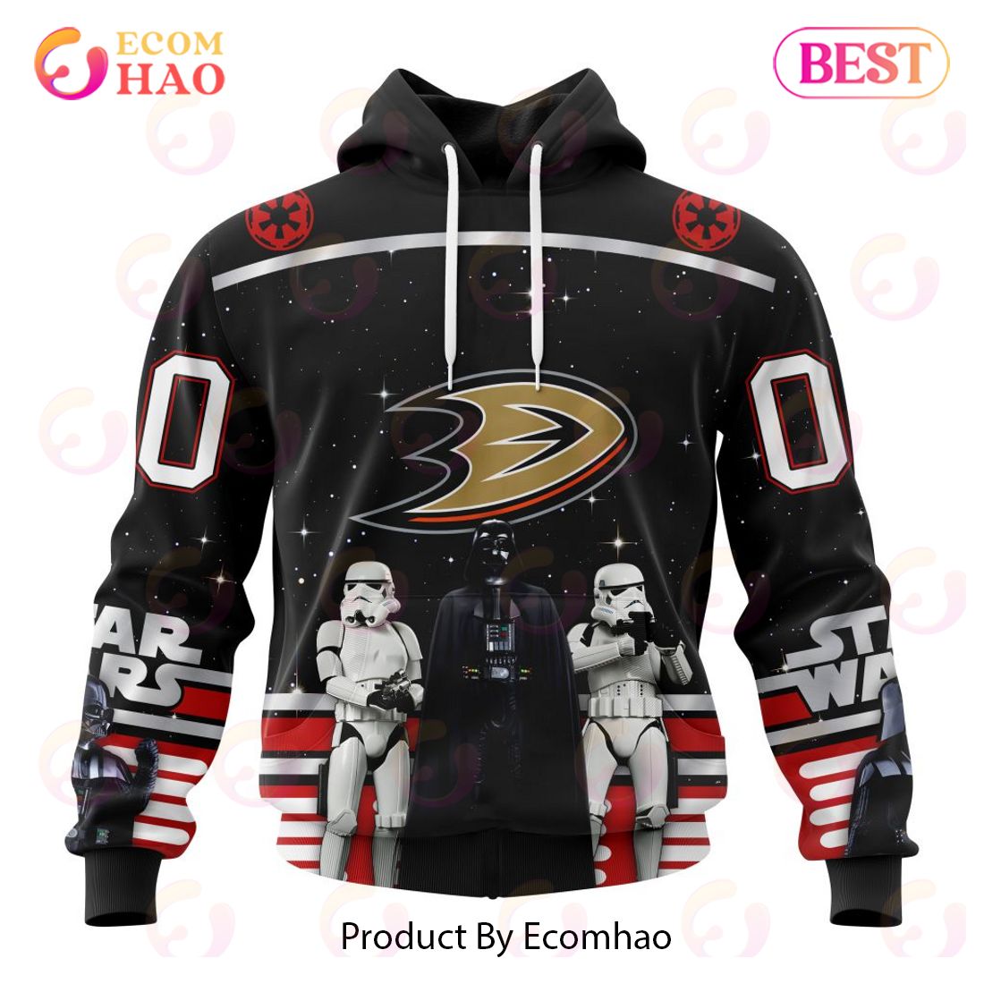 NHL Anaheim Ducks Special Star Wars Design May The 4th Be With You 3D Hoodie