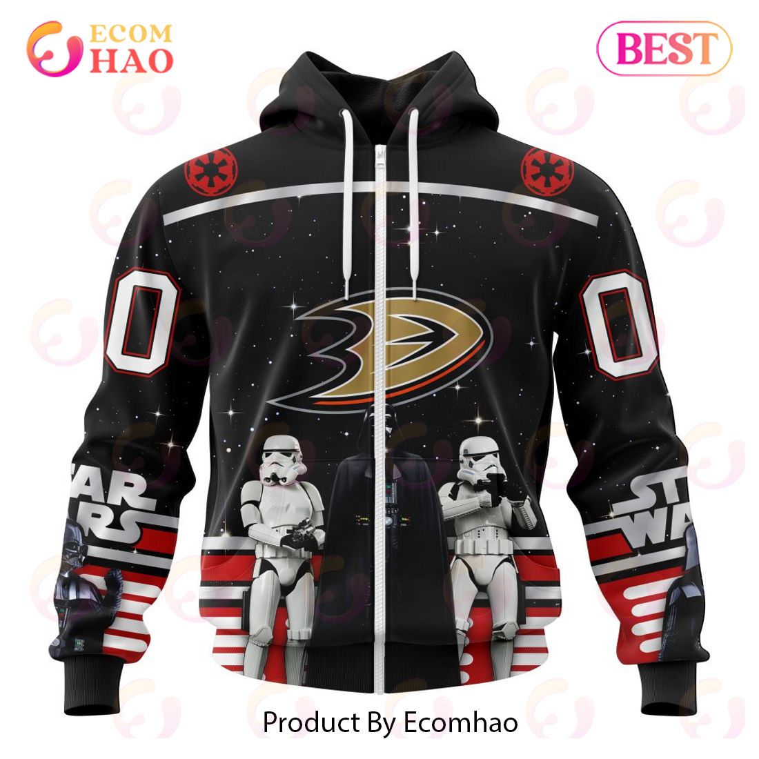 NHL Anaheim Ducks Special Star Wars Design May The 4th Be With You 3D Hoodie